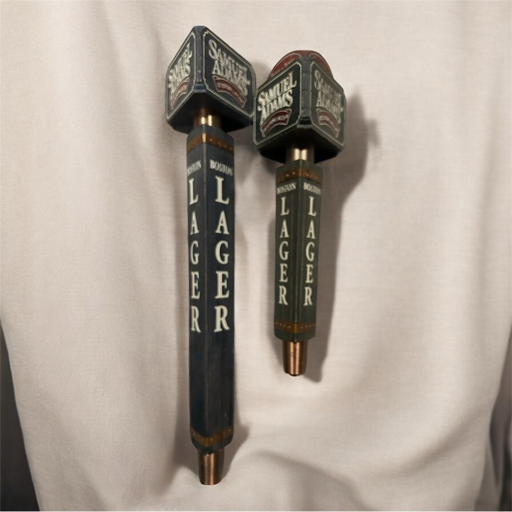 Sam Adams Boston Lager Beer Tap Handle 3 Sided Wood - set of 2